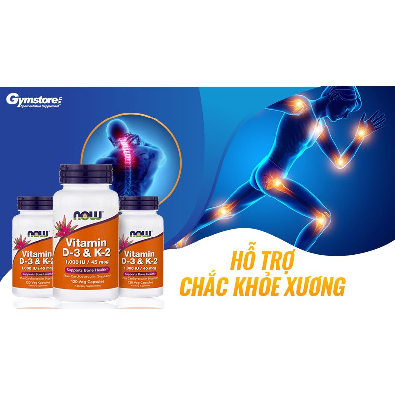 Thực Phẩm Bổ Sung NOW Vitamine D-3 & K-2, 1000IU/45MCG - 120 viên
