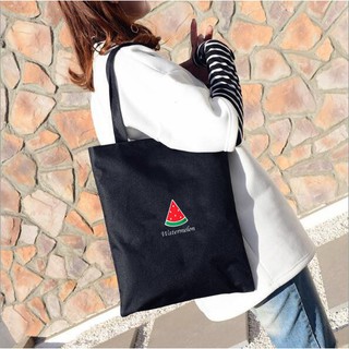 Túi tote vải canvas loại xịn dày dặn có khóa kéo họa tiết miếng dưa hấu cute cho nữ - Banana Store