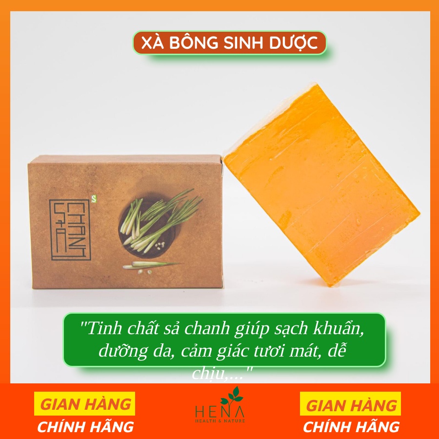 Xà Phòng Sả Chanh HTX Sinh Dược 100g, Xà Bông Giảm Mụn Lưng hoàn toàn từ Thảo Dược tự nhiên