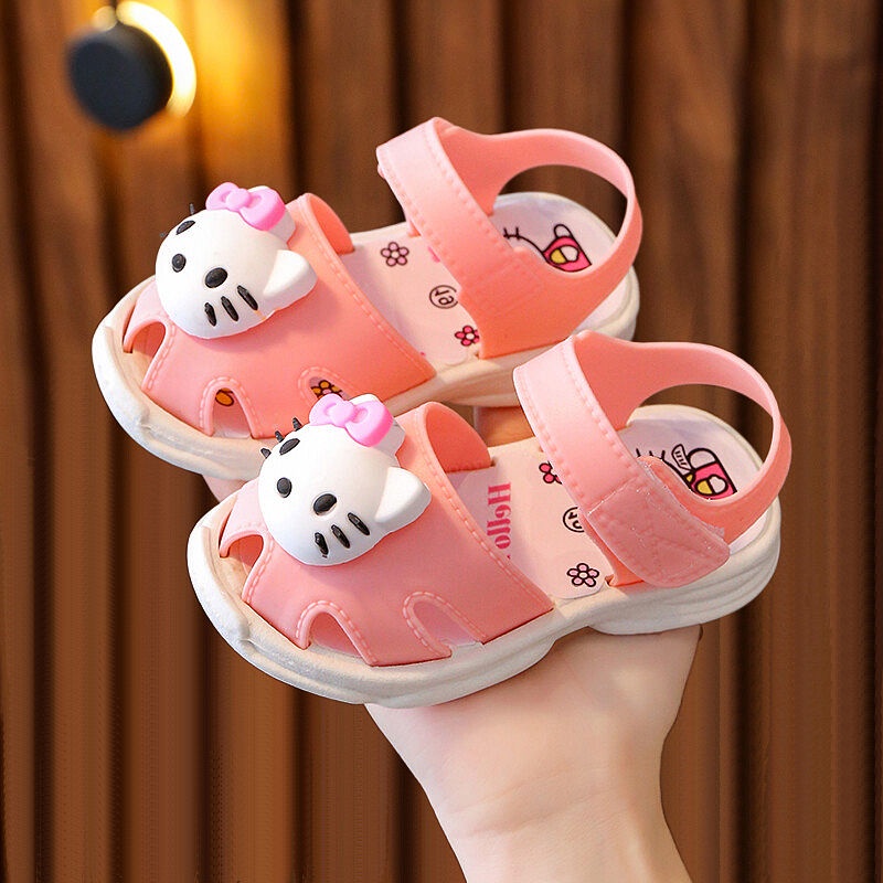 Giày Sandal Chống Trượt In Hình Hello Kitty Chất Lượng Cao Phong Cách Mới Mùa Hè Bảo Vệ Chân Cho Trẻ Sơ Sinh 0-3 Tuổi