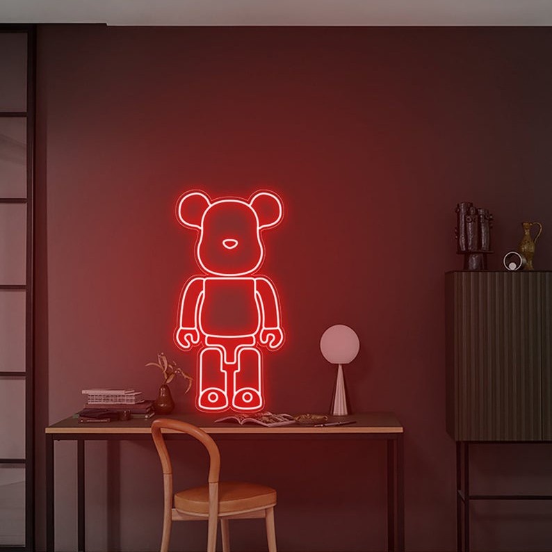 Đèn led Neon trang trí hình Bearbrick | Đèn neon trang trí phòng ngủ, treo tường