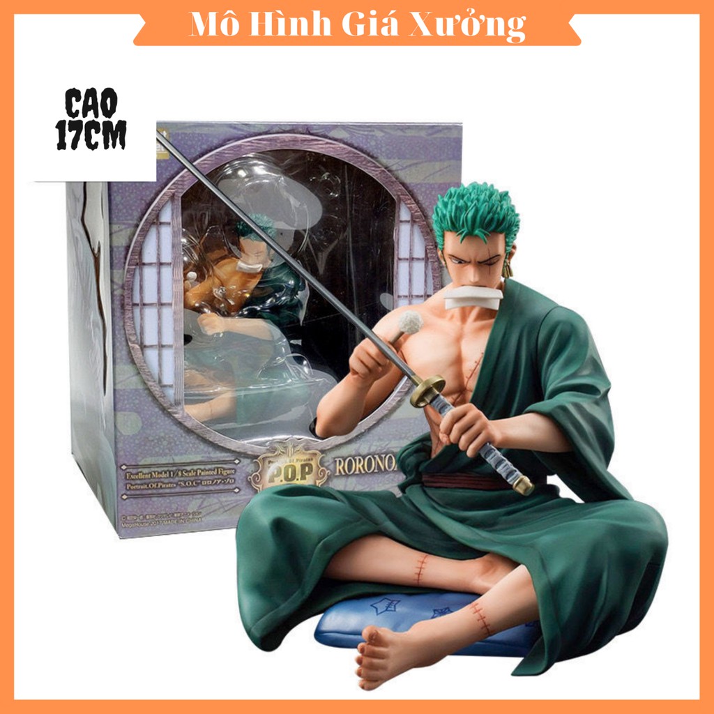 Mô hình Roronoa Zoro POP ngồi lau kiếm lau kiếm Cao 15cm - Figure Tượng Zoro One Piece