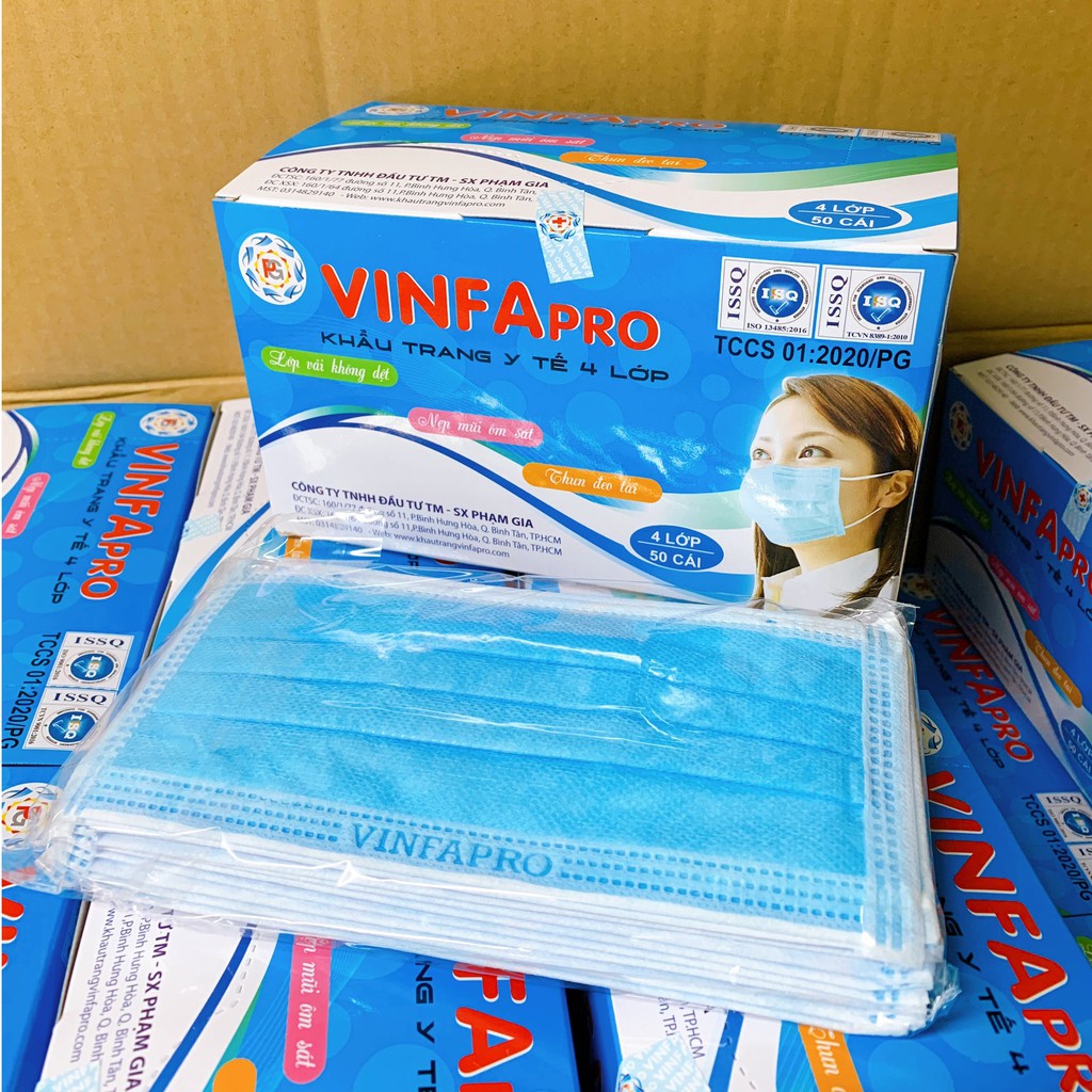 Hộp 50 Cái - Khẩu Trang Y Tế VinfaPro Giấy Kháng Khuẩn