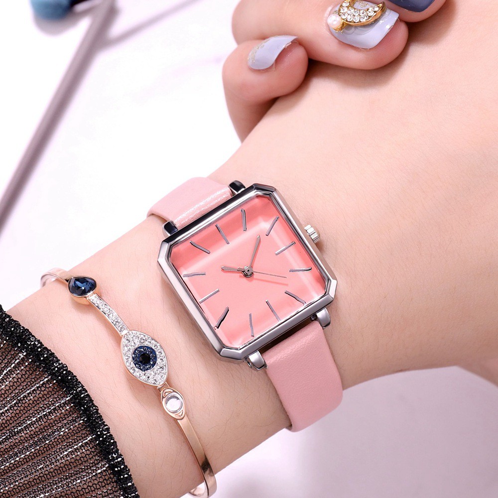 Đồng hồ nữ dây da mặt vuông thời trang DZINER ND26 chính hãng giá rẻ LINDO