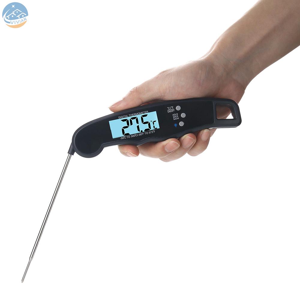 [VIAN]Digital Food Thermometer Foldable Probe Waterproof Meat Steak BBQ Temperature Gauge Kitchen Cooking Tools