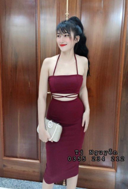 Đầm body hở eo