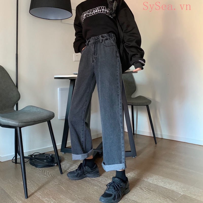 Quần Jeans Dài Ống Rộng Thời Trang Dành Cho Nữ