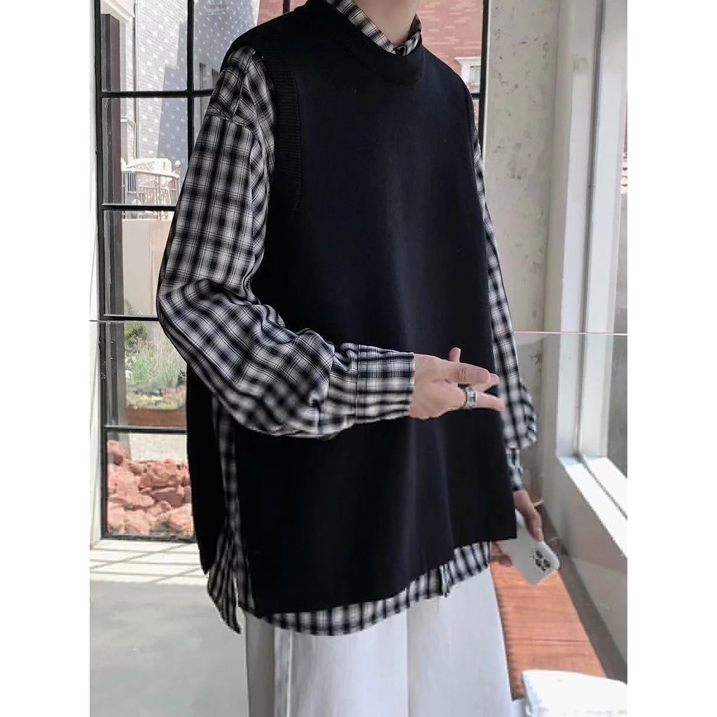 Áo Len Không Tay Thời Trang Thu Đông Phong Cách Hàn Quốc Size M-2XL Với 3 Màu Tùy Chọn Cho Nam