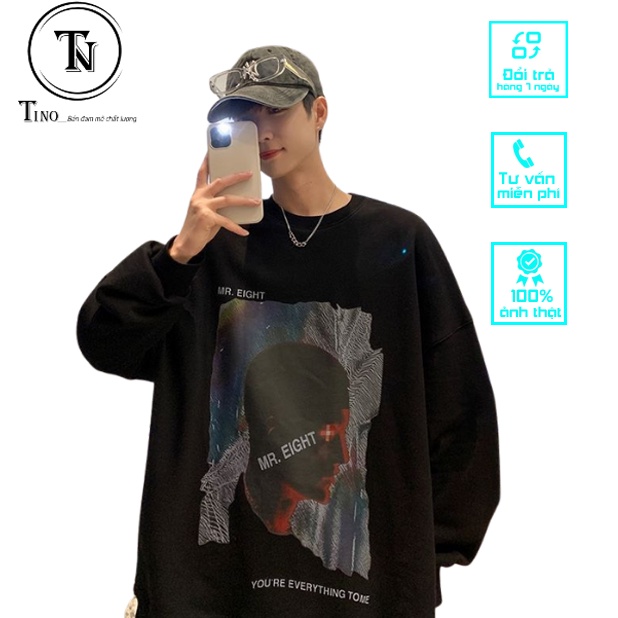 Áo sweater - TINOWEAR , áo nỉ in hình mặt người form rộng unisex cho nam nữ cực chất