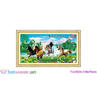 [T-LV3234]Tranh thêu chữ thập Con ngựa Mã Đáo Thành Công (138x75cm)