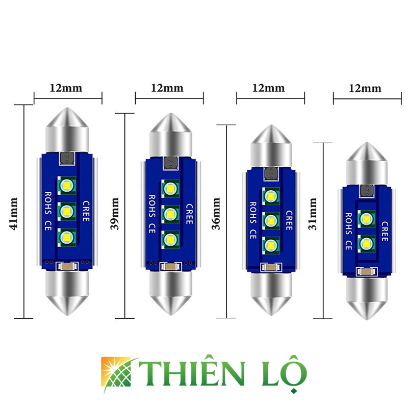 01 Đèn LED Trần Ô Tô Cao Cấp Chip Cree Giải Mã Canbus Dài 31mm, 36mm, 39mm, 41mm - Sản phẩm của Thiên Lộ