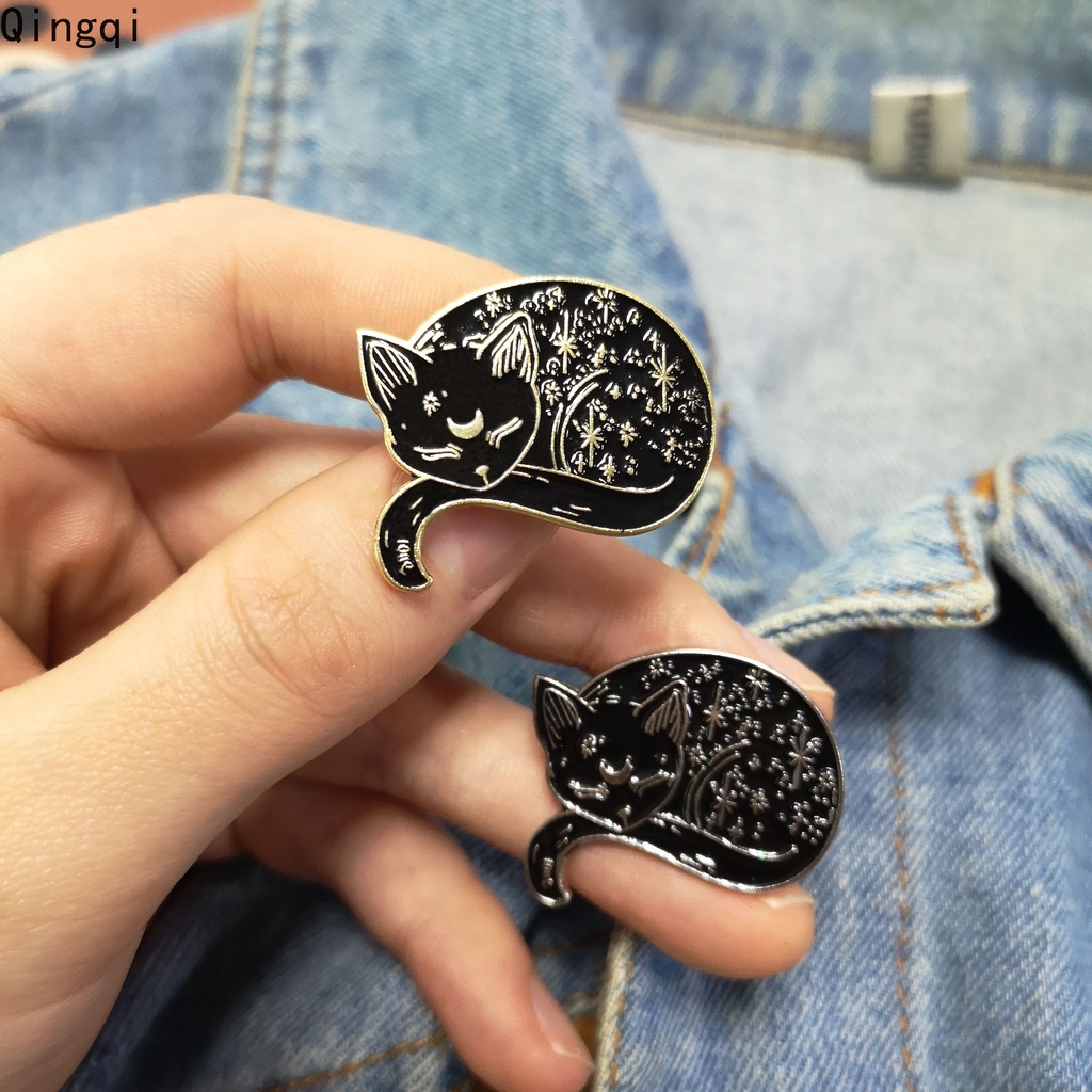 Ghim cài áo MISS ZOE hình mèo đen hoạt hình dễ thương