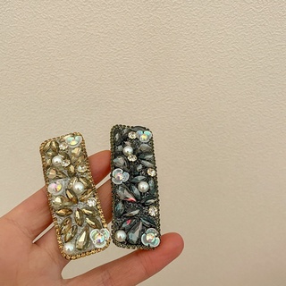 Kẹp tóc đính đá ngọc trai hình hoa phong cách retro thời trang hàn quốc