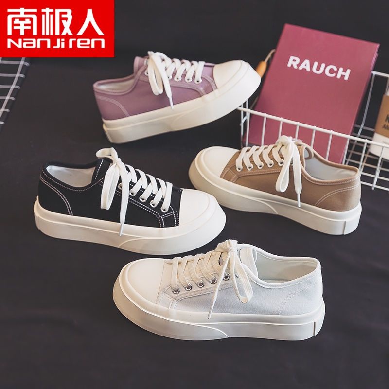 ♥Giày Canvas♥Giày Canvas Mũi Tròn Đế Dày Phong Cách Thời Trang Mùa Xuân Nhật Bản Mới 2022