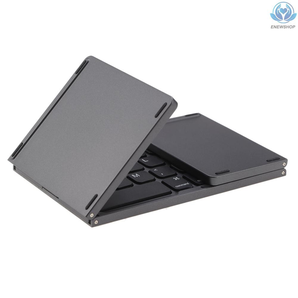 【enew】Portable Mini Ultra Slim Thin Foldable Folding BT Wireless Keyboard with Touchpad for  6s/iPad Pro/ Mobile Phone Tablet PC