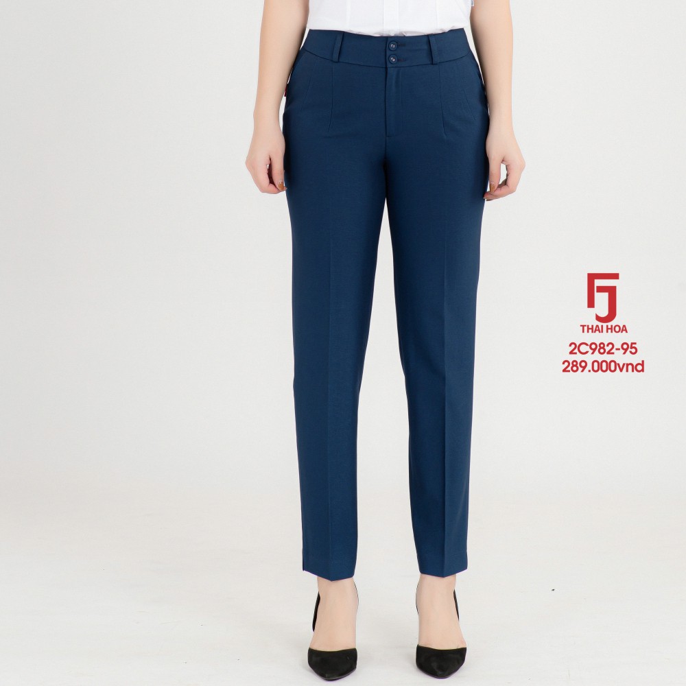 Quần tây nữ công sở 9 tấc màu xanh bigisize đẹp trơn Thái Hoà 2c982-95-01