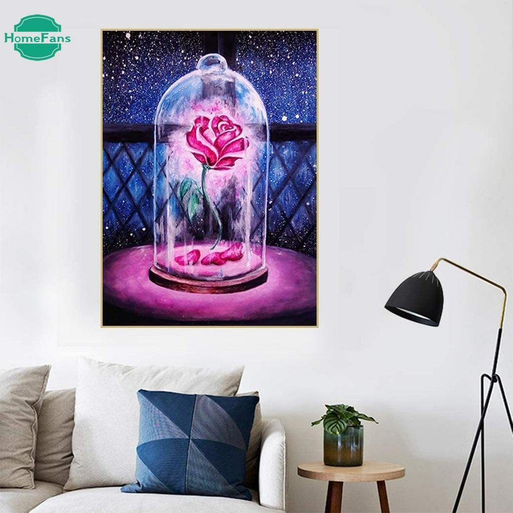 Bộ Tranh Đính Đá 5d Tự Làm Hình Lọ Hoa Hồng 30x40cm