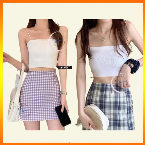 Áo 2 Dây Nữ Croptop Sợi Mảnh Chất Thun Co Giãn Ôm Body Tôn Dáng Quyến Rũ Hanva