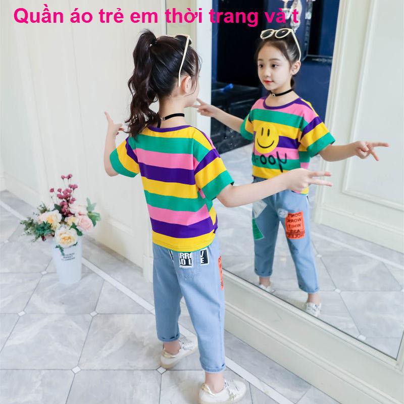 thời trang trẻ emBộ đồ bé gái nổi tiếng trên mạng trang phục mùa hè mẫu mới kiểu tây 2021 trẻ em trung và lớn thờ