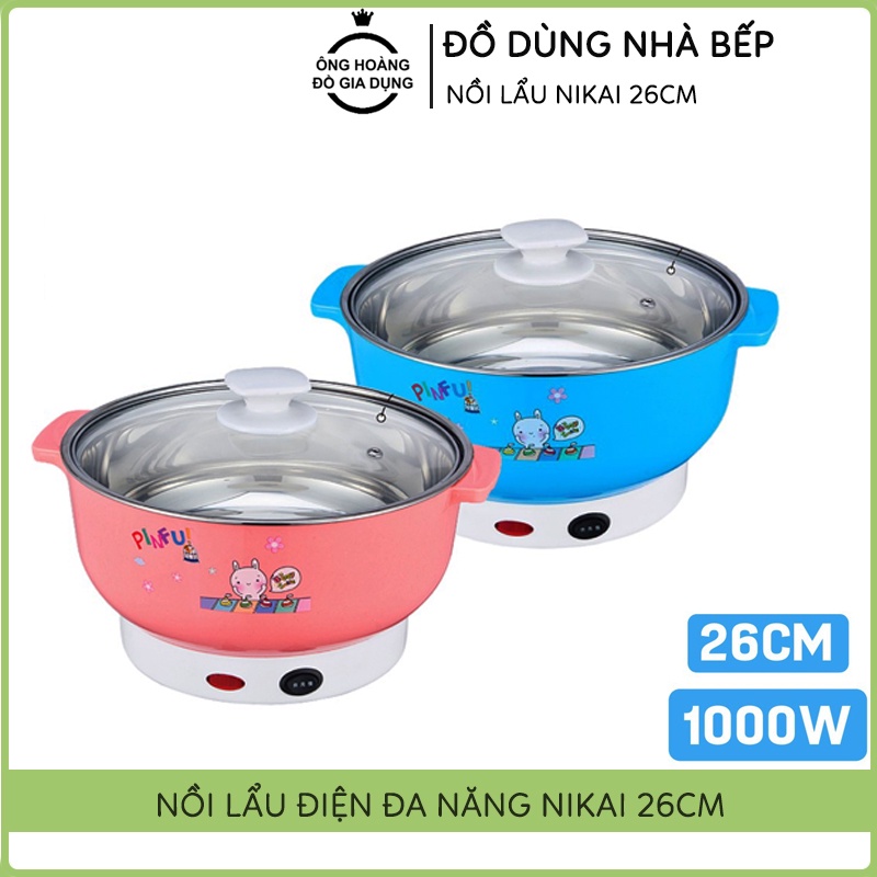 🔐Bảo Hành 1 Năm🔐Nồi Lẩu Điện Mini Đa Năng Nika 24cm 1000W Inox 304, Tiện Dụng Cho 1-2 Người Dùng, Siêu Tiện Dụng