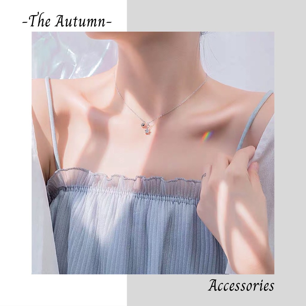 Dây chuyền mạ bạc mặt hình ngôi sao/ viên bi đơn giản thời trang cho nữ - The Autumn Accessories
