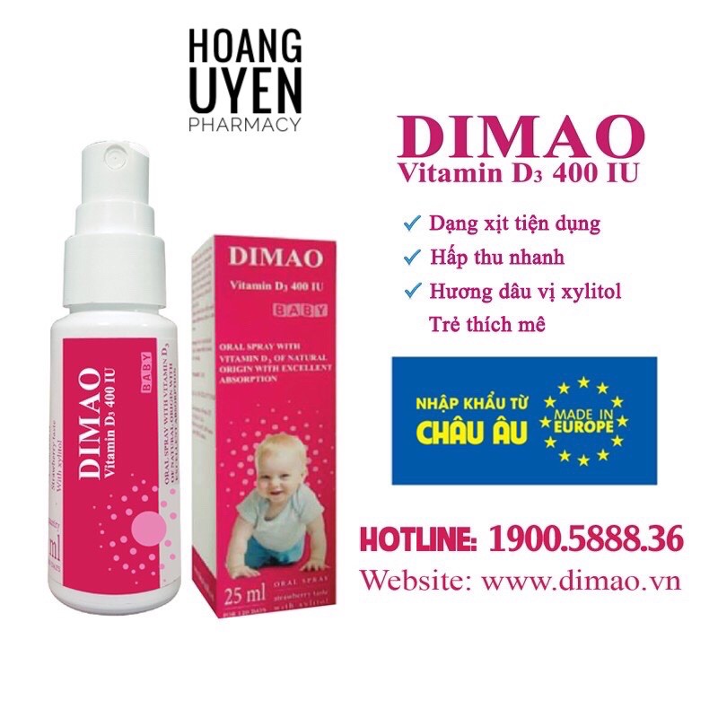 Vitamin D3 dạng xịt tiện lợi Dimao Chai 25ml