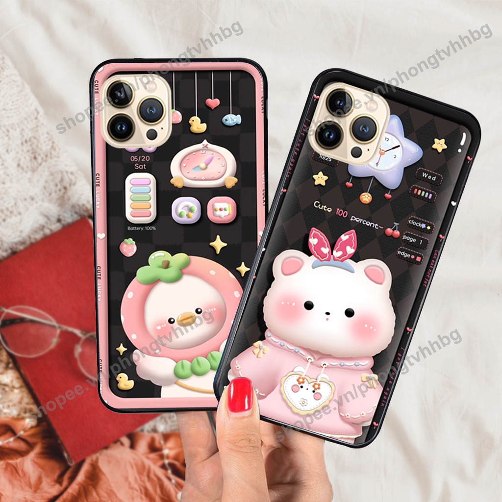 Ốp lưng Iphone 13-IPHONE 13 PRO-IPHONE 13 PRO MAX gấu,thỏ trắng , đồng hồ dễ thương cute cực đẹp