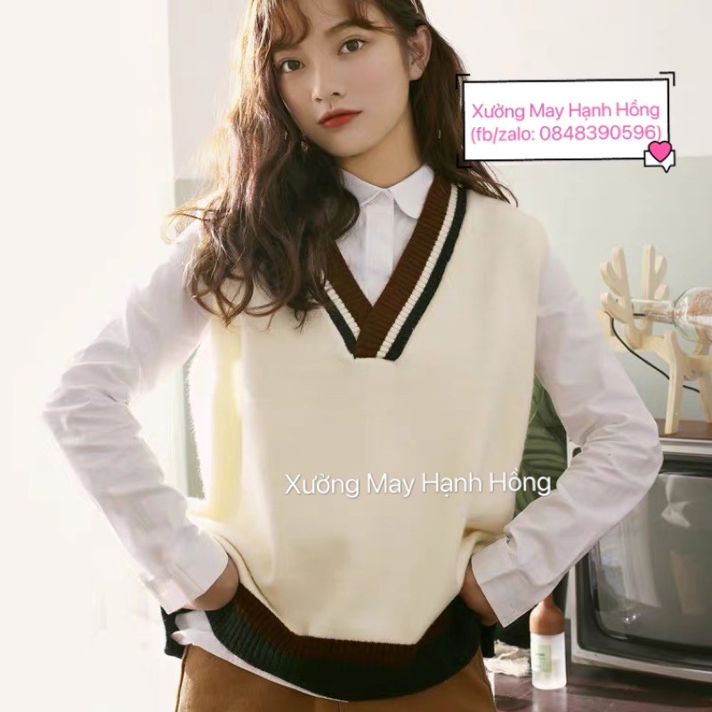 Áo len gile nữ vạt xẻ hàng quảng châu len mịn loại 1 - Xưởng May Hạnh Hồng | BigBuy360 - bigbuy360.vn