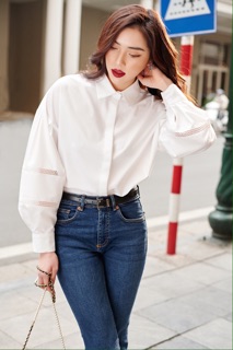  Sơ mi cotton lụa vai rơi - HBSM730