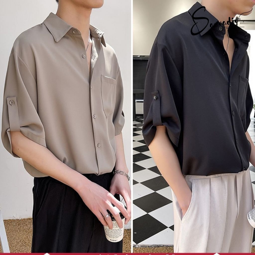 Áo Sơ Mi Nam Sanvadio Áo Sơ Mi Tay Lỡ Phong Cách Hàn Quốc Thanh Lịch Và Sang Trọng hot Trend Hàn Quốc 2022 ASM49