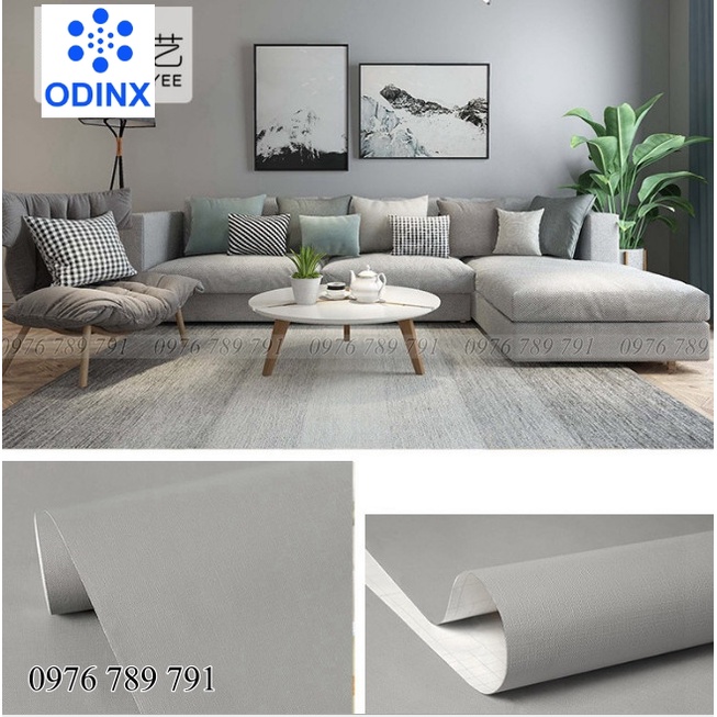 Giấy Dán Tường Phòng Ngủ Có Keo Sẵn 10m, Decal Dán Tường Trơn 1 Màu Vân Nhám ODINX