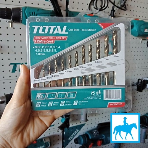 TOTAL BỘ 12 MŨI KHOAN KIM LOẠI 2mm tới 8mm TACSD0125 akdb1125