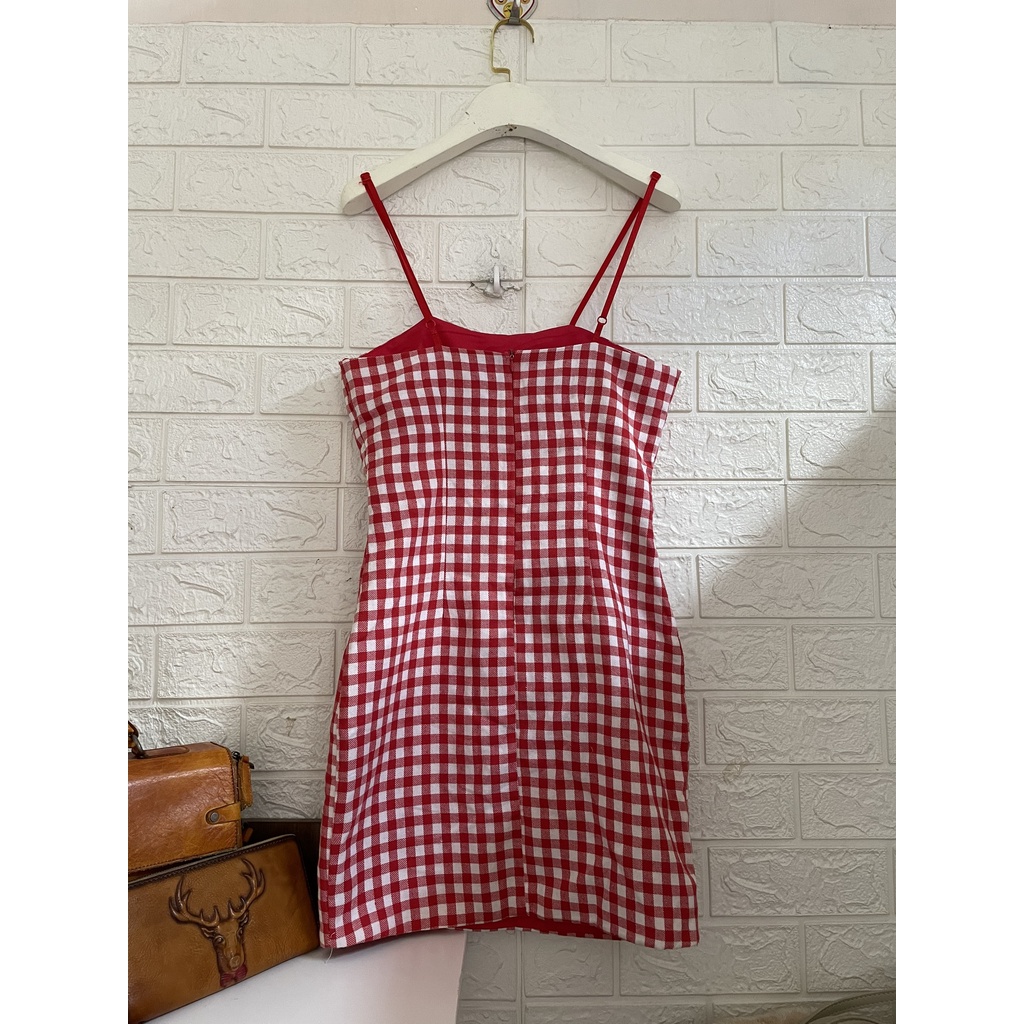 Đầm body dây caro