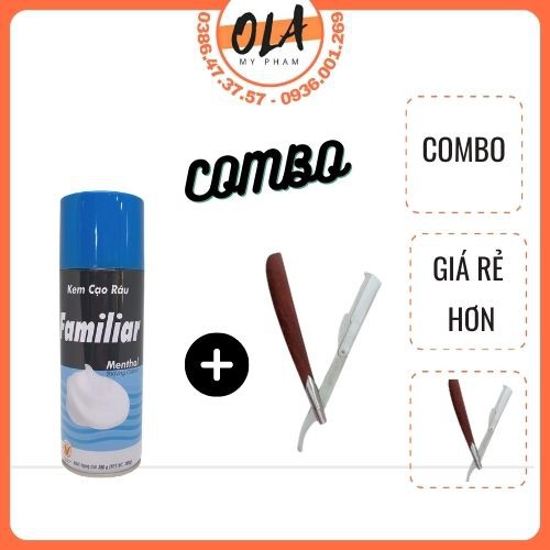 Combo Dạo Cạo Cán Gỗ và Bọt Cạo Râu 400gam - mỹ phẩm ola