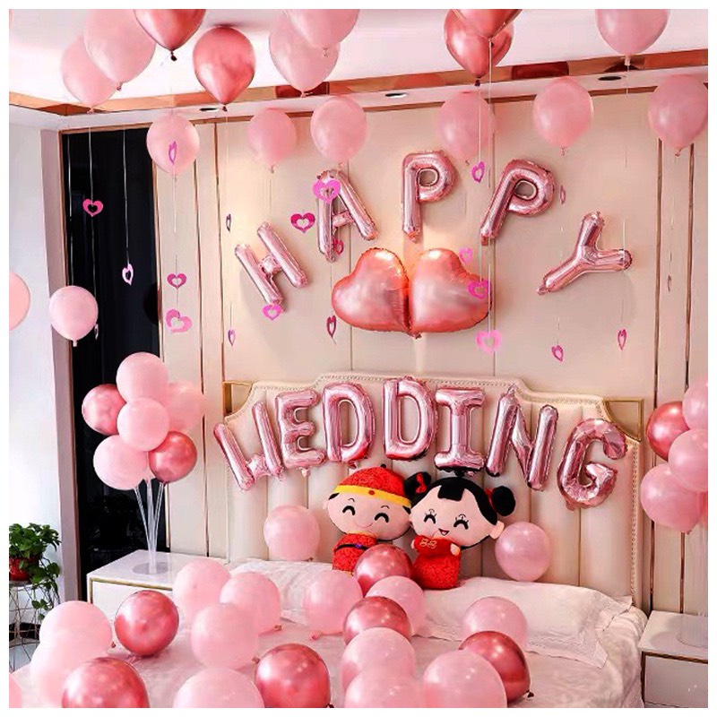 [TẶNG 100 CÁNH HOA HỒNG] Set Bóng Bay Trang Trí Phòng Cưới Mẫu Hót 2022 Nhiều Mẫu Lựa Chọn QA00