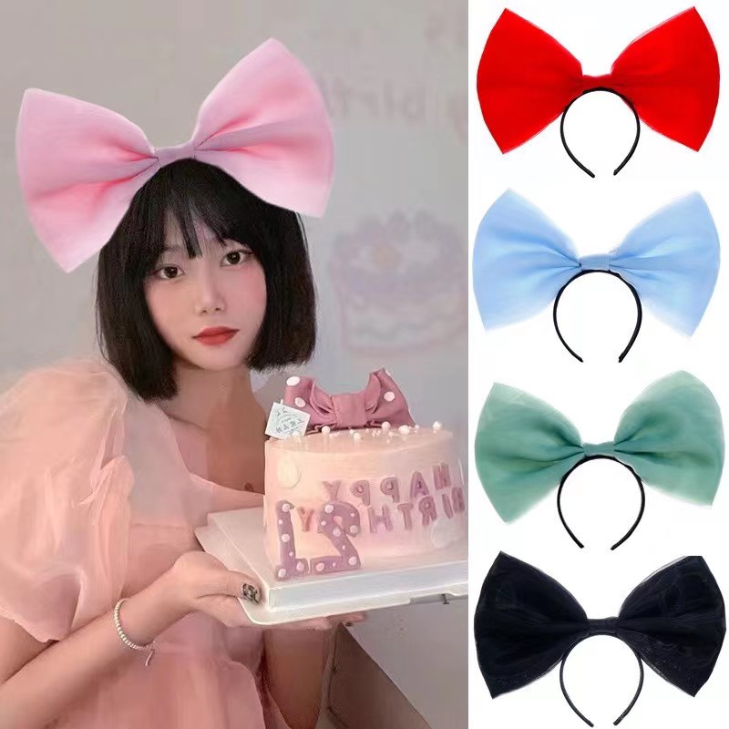 Băng Đô Vải Lưới Thắt Nơ Cỡ Lớn Độc Đáo Dùng Làm Đạo Cụ Chụp Ảnh Cho Nữ