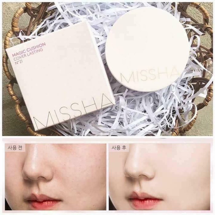 Phấn Nước Kiềm Dầu Missha M Magic Cushion Cover Lasting SPF50+ PA+++ 15g - HỘP HỒNG