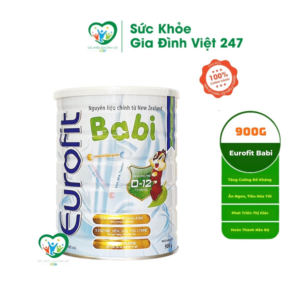 Sữa Eurofit Babi - 900G - Sữa Cho Bé Tăng Sức Đề Kháng Bé Ăn Ngon Tiêu Hóa Khỏe Mạnh Phát Triển Thị Giác