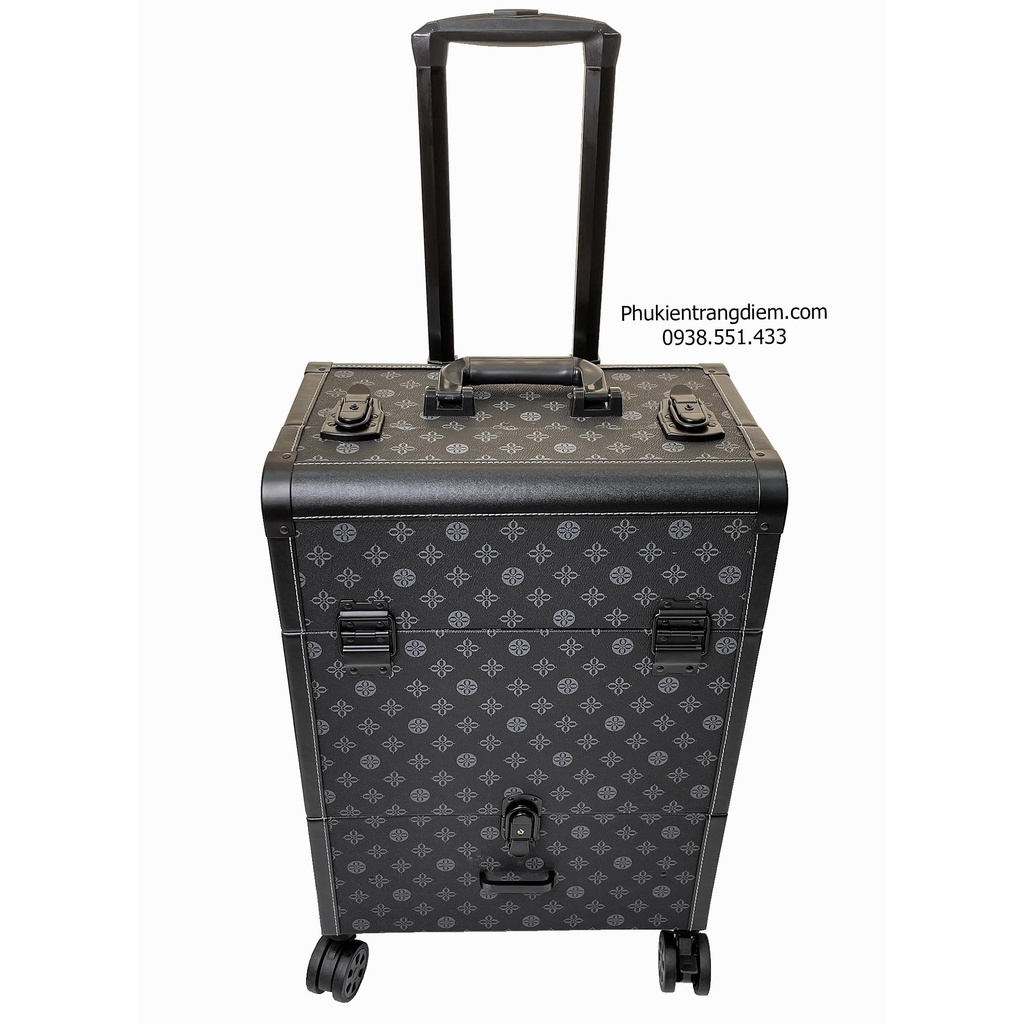 [Cao 58cm] Thùng Cốp Kéo Trang Điểm - Đồ Nail - Phun Xăm Cỡ Lớn Dạng Vali Bằng Da - BH 12 Tháng