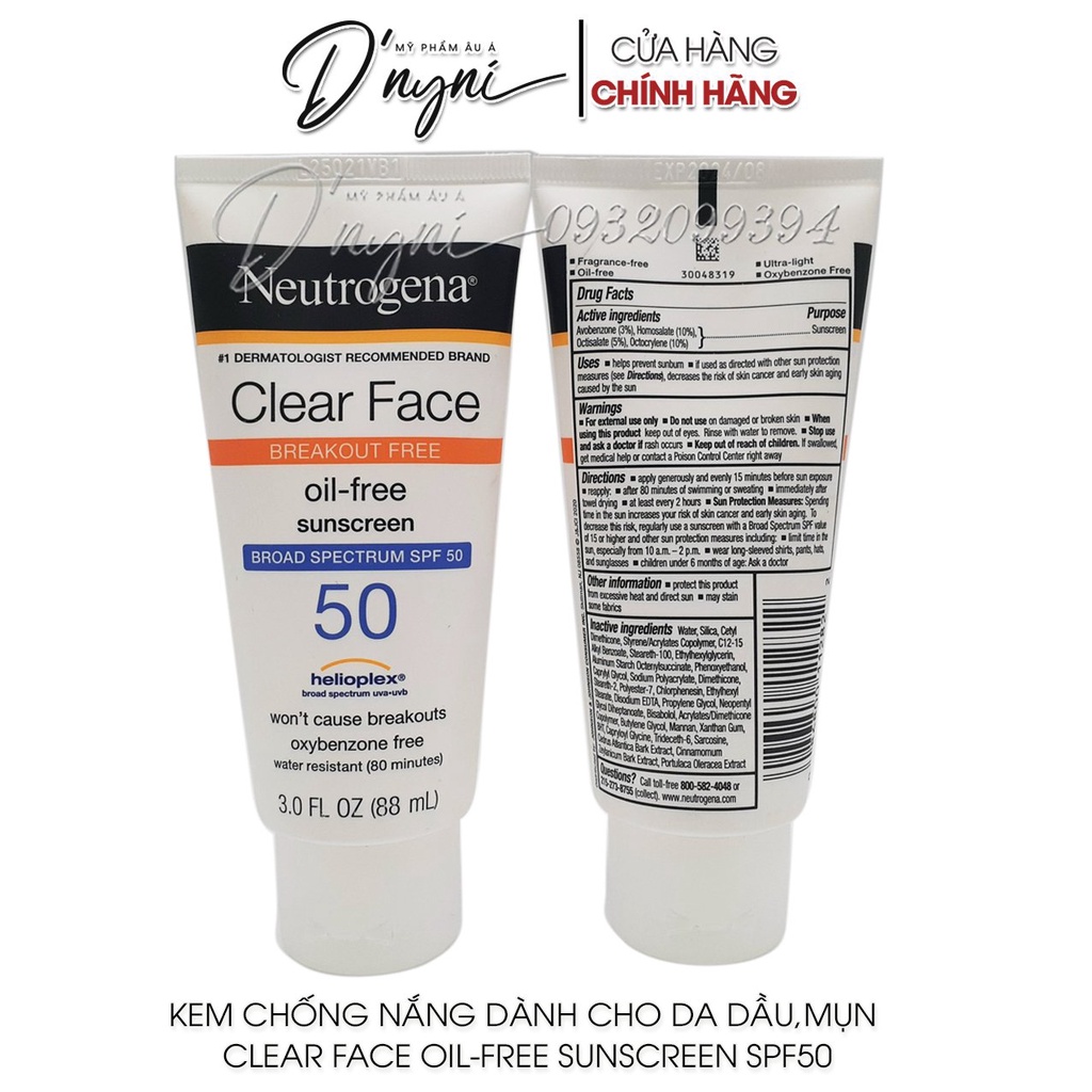 Kem Chống Nắng Neutrogena Ultra Sheer Dry-Touch Sunscreen SPF100, SPF85, SPF70, SPF55, SPF45, SPF30, Clear Body SPF30