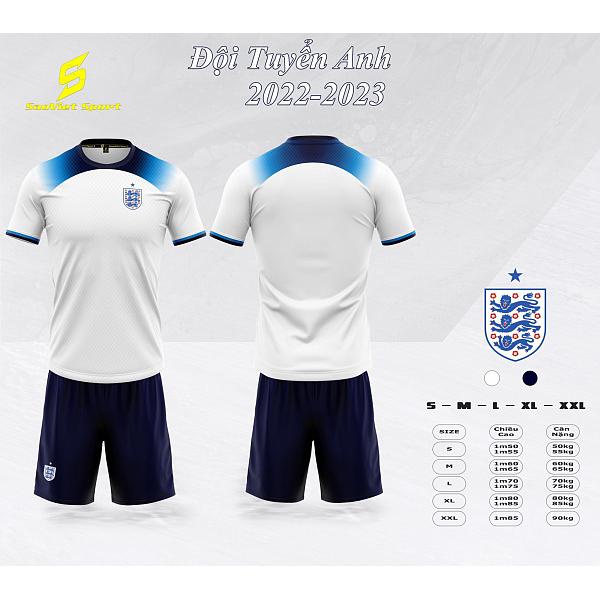 Bộ quần áo đá banh Sao Việt Đội tuyển Anh World Cup 2022 (mát mẻ, thấm hút mồ hôi, độ co giãn tốt)
