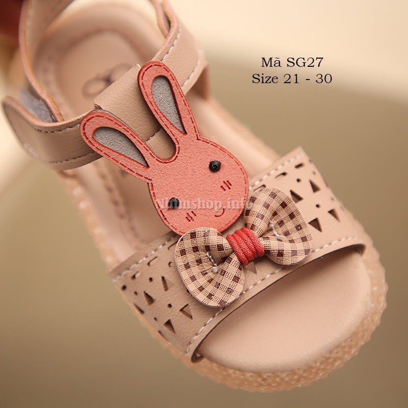 Sandal bé gái 1 - 5 tuổi họa họa tiết thỏ dễ thương da mềm quai dán tiện dụng SG27