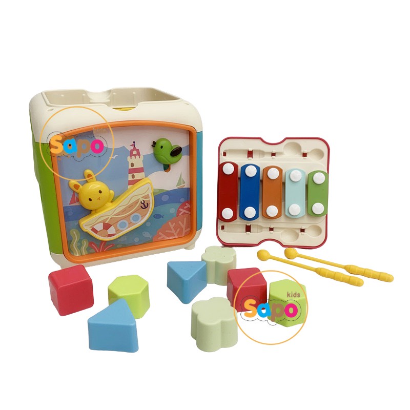 Hộp âm nhạc đa năng 7 mặt giáo dục sớm cho trẻ có tặng kèm pin và tua vít Sapo Kids