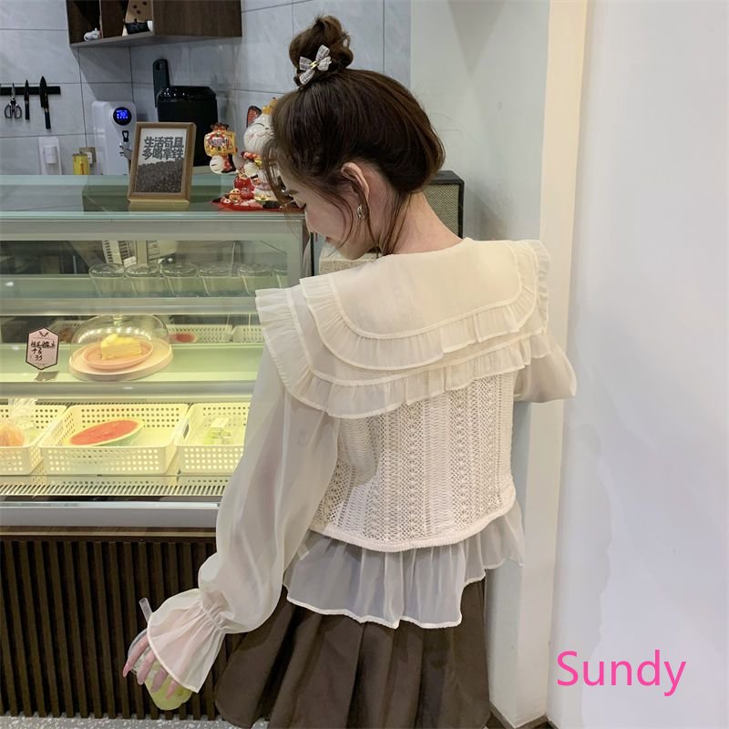 Áo Dệt Kim Tay Dài Cổ Búp Bê Thời Trang Mùa Thu Dành Cho Nữ