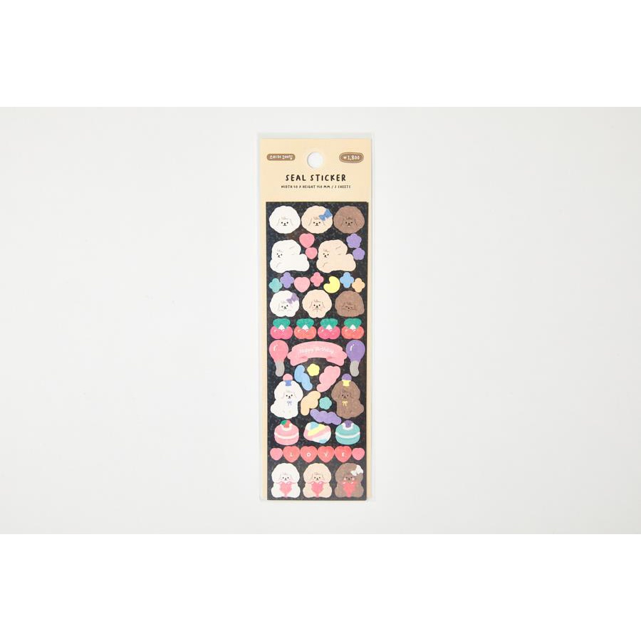 Set 2 tấm sticker ARTBOX Hàn Quốc hologram hình chó Poodle chúc mừng sinh nhật
