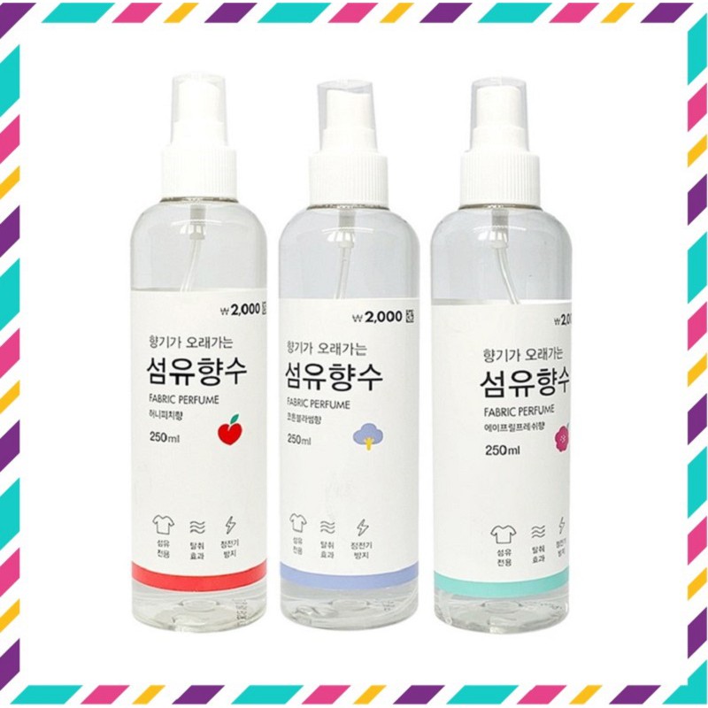 [ Chính Hãng ] Xịt Thơm Quần Áo Hàn Quốc Daiso Farbic Perfume, Chai 250ml, Giúp Bạn Tự Tin Cả Ngày