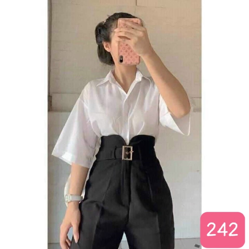 Quần tây phối đai khuy vuông 242