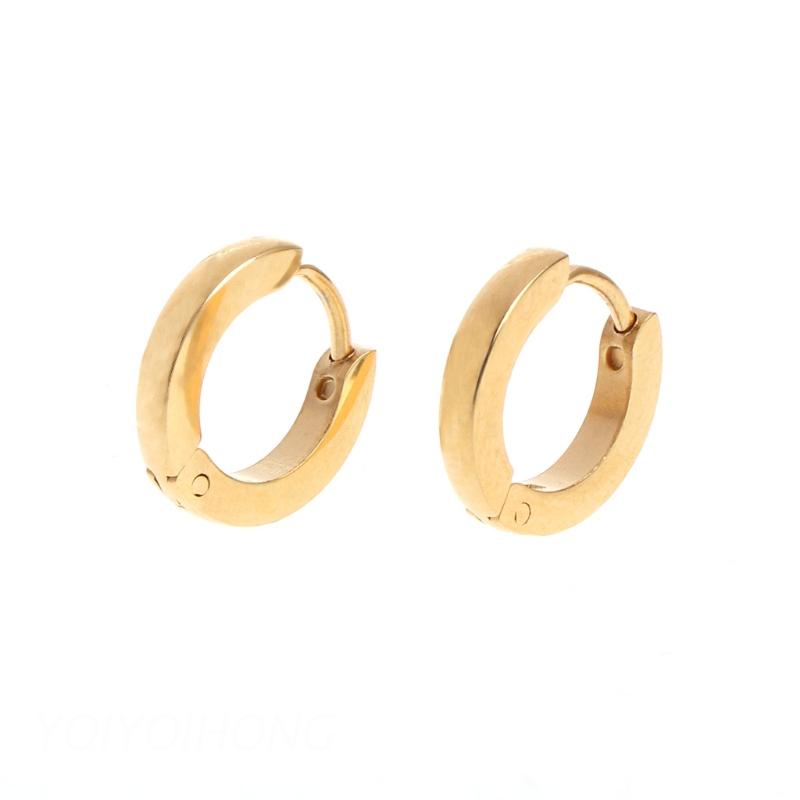 HUGGIES Khuyên Tai Tròn Bằng Thép Không Gỉ Màu Sắc Vàng Kim Cho Nam Và Nữ