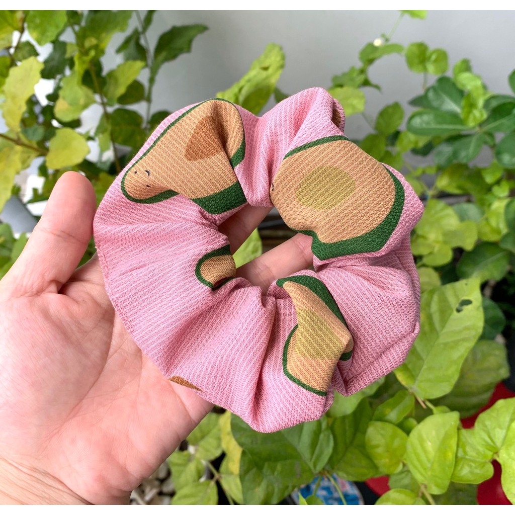 Cột tóc vải scrunchies quả bơ
