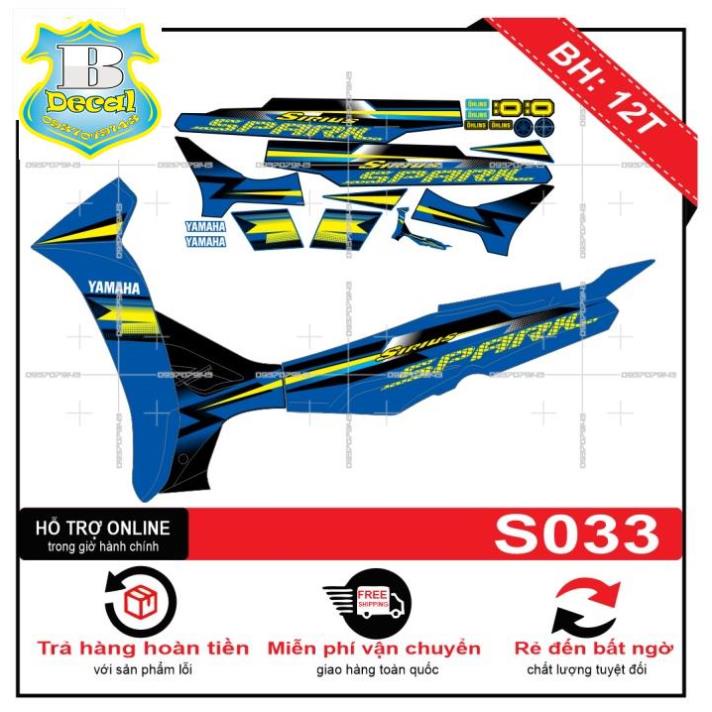 ( Quí khách vui lòng mang ra tiệm cho thợ dán ) Tem sirius xanh đen S033 [Bi Decal]